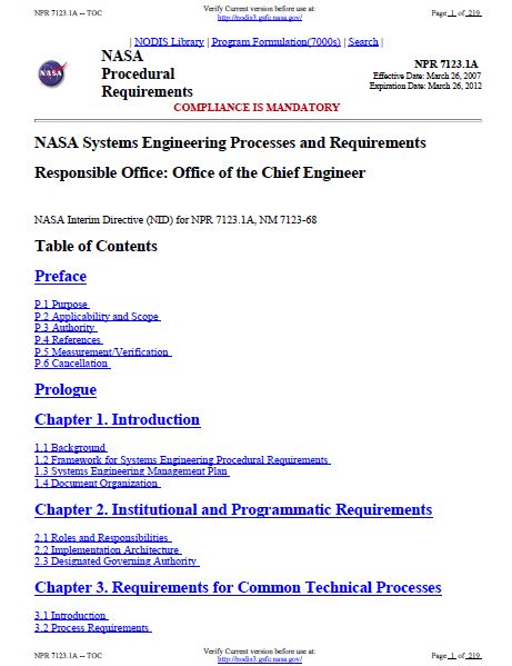 NASA Systems Engineering Processes And Requirements | SE Goldmine